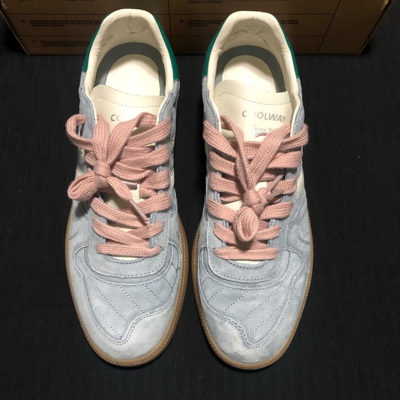 Coolway Other - Coolway Goal Mens Blue Suede Sneakers Pink Laces Stripes Men’s EU 44 US 10